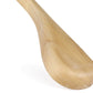 A wooden spoon with a smooth, light brown finish is shown against a white background. The spoon has a slightly oval-shaped bowl and a curved handle, resembling the elegance of a Wooden Natural Suit (No Bar) 44cm by Rustic Motifs used for garment storage.
