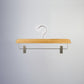 A single Rustic Motifs Bamboo Wood Sustainable Clip Bottom Hanger 35cm with a shiny metal hook and a horizontal bar attached by clips, positioned against a plain, light-colored background. Designed as an eco-friendly wardrobe accessory, this sustainable clip bottom hanger is perfect for organizing pants or skirts.