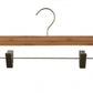 A Rustic Motifs Bamboo Wood Sustainable Clip Bottom Hanger 35cm with a metal hook on top and sustainable clip bottoms for hanging pants or skirts. The bamboo has a light, natural finish and the metal parts are silver in color. Perfect for eco-friendly wardrobe accessories, it comes against a plain white background.