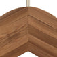 Close-up of the corner of a wooden picture frame with a chevron design. The frame features a smooth, polished finish, highlighting the grain patterns and knots in the wood. With its rustic look and natural texture, it harmonizes beautifully with an eco-friendly clothing organizer or Rustic Motifs's Bamboo Wood Sustainable Top Clip Hanger 42cm.