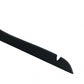 A close-up of a black, curved tool with a hooked end and a small notch, resembling a Rustic Motifs Black Wooden Top Clothes Hanger with Notch 44cm, set against a plain white background.