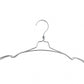 A Rustic Motifs Natural Aluminium Top Notch Coat Hanger 40cm is displayed on a white background. The silver, metal wire coat hanger features a hook at the top and a simple, minimalist design with slight curves at the ends for possibly holding garments with delicate straps, perfect for wardrobe organization.
