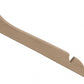 A close-up view of a wooden tool with a curved handle and a flat, elongated body featuring a notch feature at the end. The notched part suggests it may be used for gripping or hooking. Crafted from high-quality wood, this piece has a smooth, natural finish reminiscent of a Rustic Motifs Natural Wood Top Clothes Hanger with Notch 38cm.