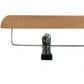 Introducing the Natural Wooden Clip Bottom Hanger 35cm by Rustic Motifs, designed for wardrobe organization. This premium wood hanger features a light-colored wooden top bar and adjustable metal clips with black rubber tips for a secure grip, all showcased against a plain white background.