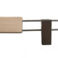 Close-up of a high-quality Rustic Motifs Natural Wooden Clip Bottom Hanger 37cm, isolated against a white background. The metallic clip is attached to the end of the hanger, designed to hold garments securely. Crafted from sustainable solid wood, this hanger ensures durability and eco-friendliness.