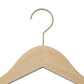 A close-up view of a high-quality Rustic Motifs Natural Wooden Jacket Hanger with Trouser Bar 44cm with a metal hook at the top. The wood, featuring a smooth finish, shows off the craftsmanship. The image is minimalistic, focusing on the empty hanger itself against a white background.