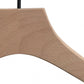 Close-up of the top part of a Rustic Motifs Premium Natural Wooden Top Jacket Hanger 37cm against a plain white background. The image shows the angled shoulders and the straight neck leading to a metal hook at the top, with a visible wood grain pattern on the surface, making it ideal for refined closet organization.