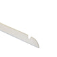 A close-up of a Rustic Motifs White Wood Sustainable Thick Top Jacket Bridal Hanger with Hooks 39cm, featuring a notched and pointed end, likely used for prying or opening objects. The hanger has a smooth, flat surface and appears minimalist in design, resembling sections of a white wood hanger. It features a slight curvature along the length against a plain white background.