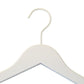 A White Wood Sustainable Thick Top Jacket Bridal Hanger with Hooks 39cm by Rustic Motifs is shown against a plain white background. This sustainable hanger features a smooth and simple design, with slightly curved shoulders to support clothing, making it an ideal choice for eco-conscious households.