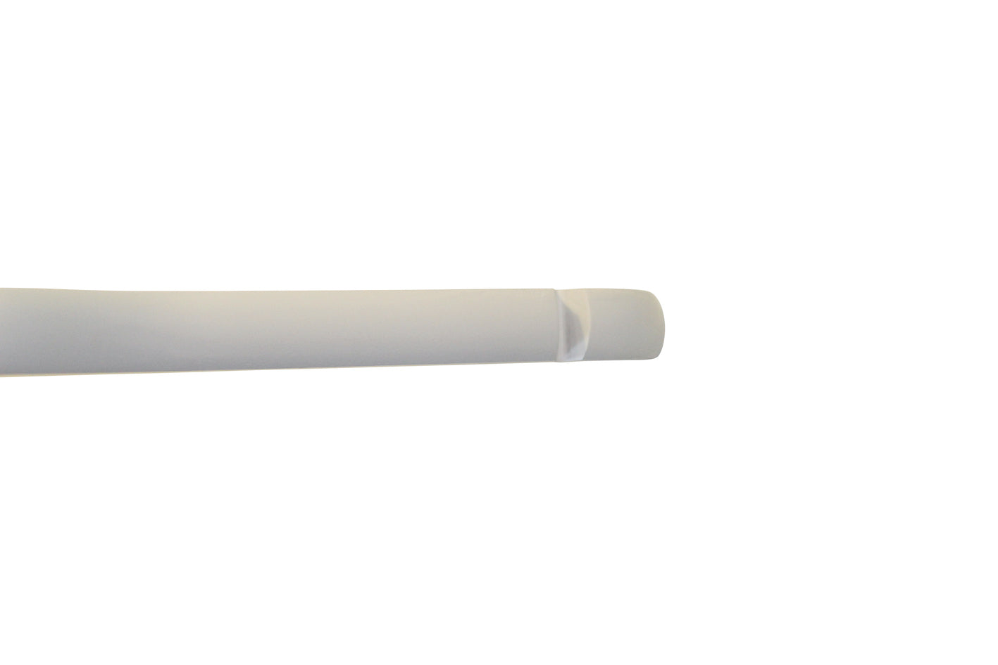 A White Wood Sustainable Thick Top Jacket Bridal Hanger with Hooks 39cm from Rustic Motifs, likely a close-up of the hanger or a similar material, with a clean, smooth surface. One end of the hanger is visible in the image, showing a slight crease. The setting evokes minimalistic elegance much like that of a sustainable hanger display against a plain white backdrop.