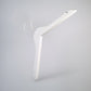 A Rustic Motifs White Wood Sustainable Thick Top Jacket Bridal Hanger with Hooks 39cm is suspended against a plain light gray background. The hanger features a simple hook on top for hanging and a straight flat section designed to support garments, exemplifying the elegance of a Bridal Notch Hanger.